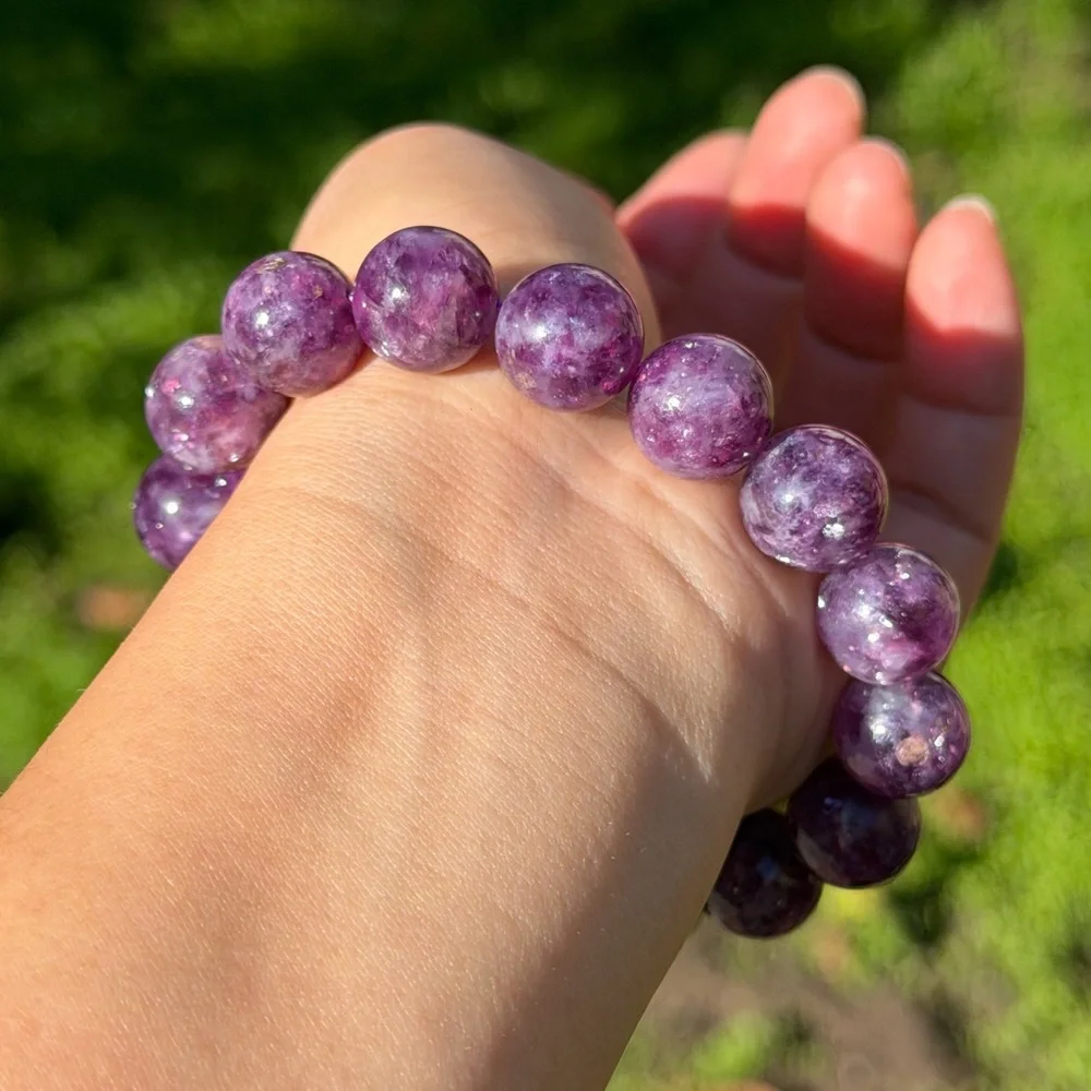 13mm stretchable high quality purple mica‎ bracelet 0765